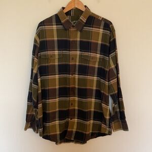 ORVIS Fairbanks Elk Creek Jaspe Flannel Shirt Mens Sz XL Navy Plaid 100% Cotton